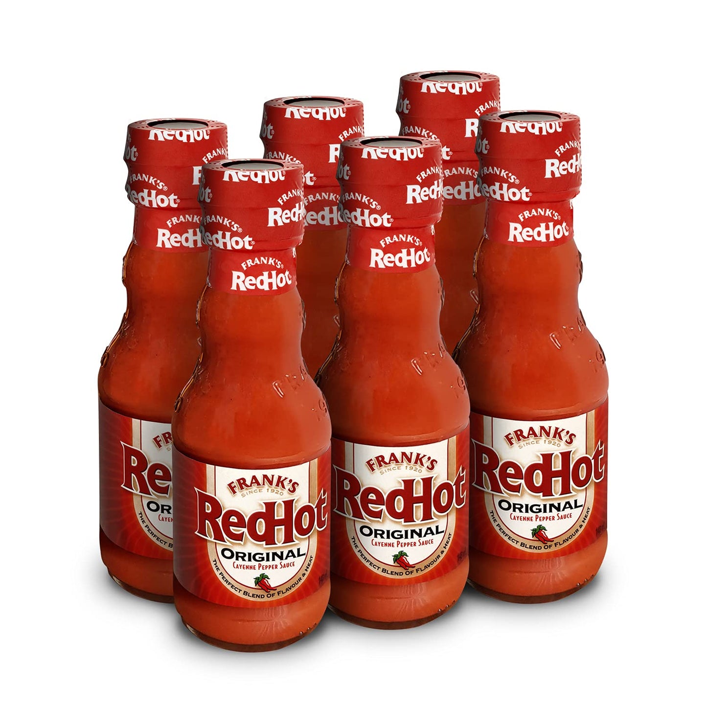 Frank's RedHot Original Cayenne Pepper Sauce 148 ML Pack of 6 Cayenne Pepper Hot Sauce Suitable for Vegans & Vegetarians No Artificial Flavourings or