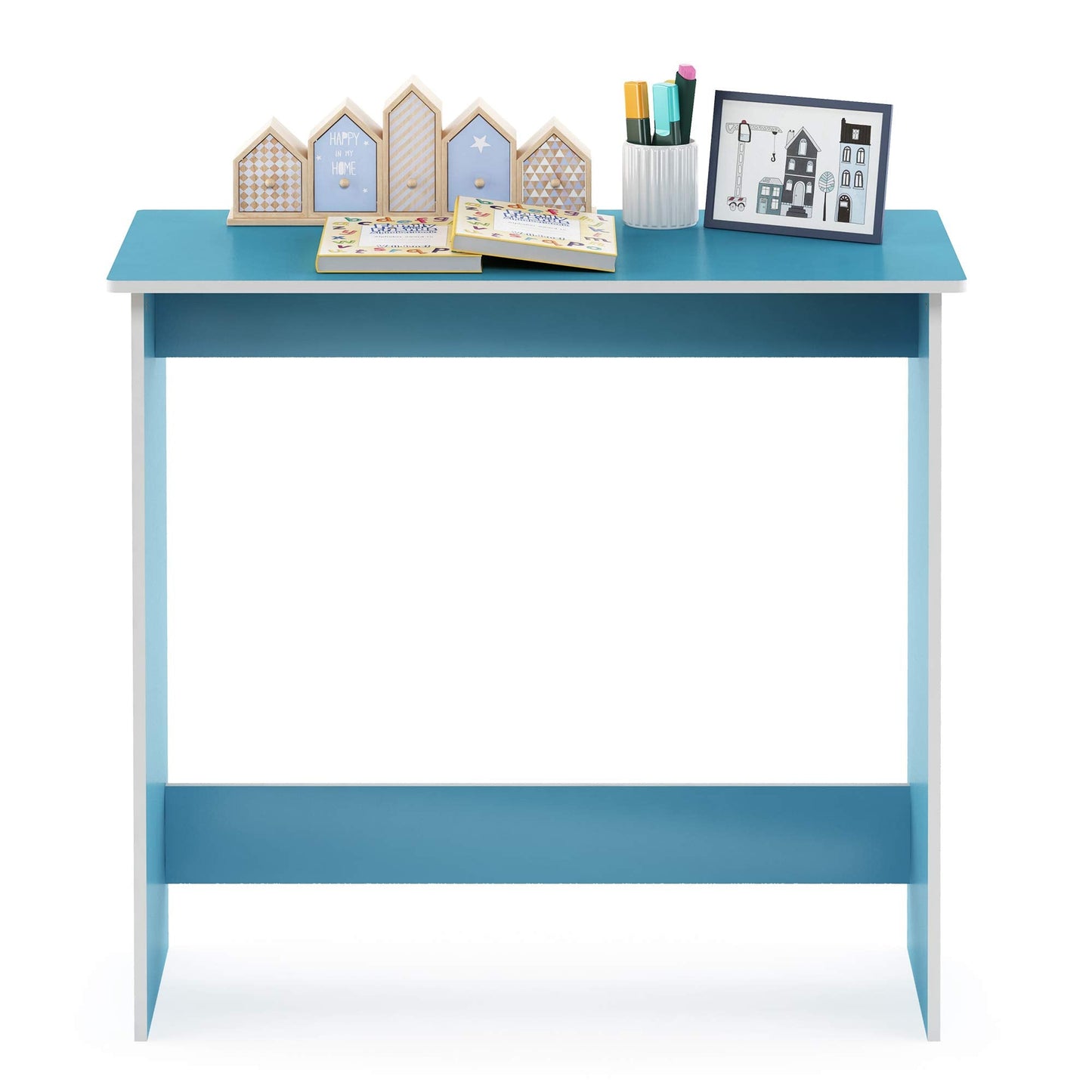 Furinno Simplistic Computer Desk, Study Desk, Writing Desk, Light Blue/White,39.1 (D) x 79.5 (W) x 75.7 (H) cm