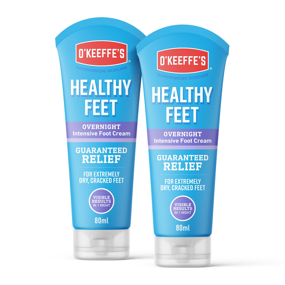 O?Keeffe?s Healthy Feet Overnight, 2 x 80ml Tubes ? Intensive Foot Cream for Extremely Dry, Cracked Feet | Visible Results in 1 Night