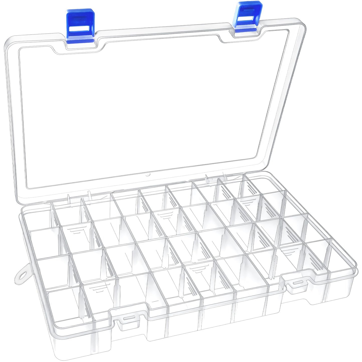 Mgood Storage Box with Adjustable Dividers, 34 Compartments, White