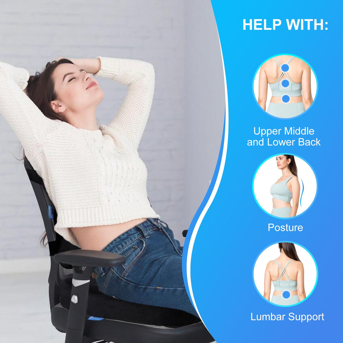 QUTOOL Seat Cushion and Lumbar Support Pillow for Office Desk Chair Back Support Chair Cushion Seat Cushion & Back Pillow for Sitting lumbar support