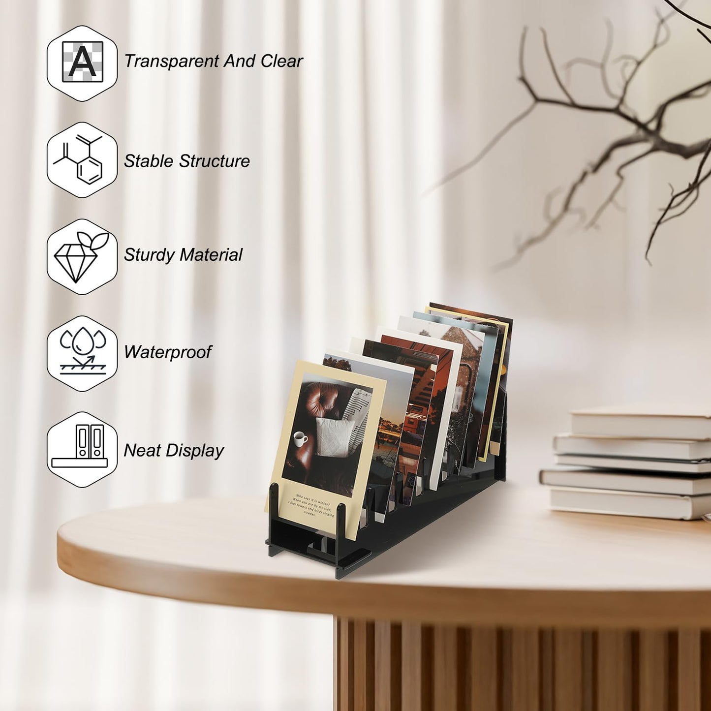 PATIKIL 1Pack 12-Tier Clear Greeting Card Display Stand, Acrylic Sticker Display Stand Portable Postcard Rack Holder Organizer for Envelopes Photo
