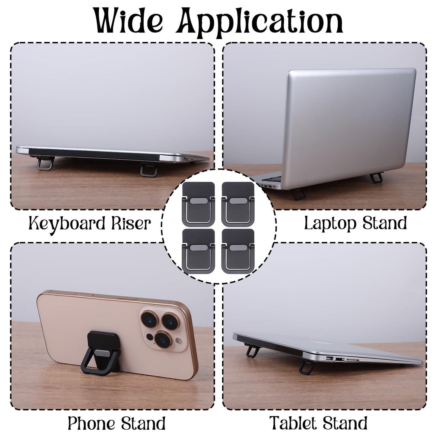 MBAIYO 4PCS Portable Keyboard Riser Self Adhesive Laptop Stand Invisible Mini Computer Feet for Desk Computer Keyboard Stand Laptop Holder with Anti
