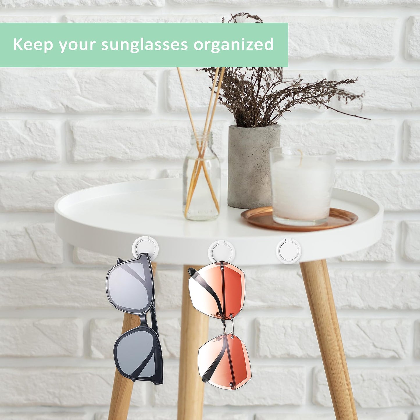 8 Pack Sunglass Organizer Wall Round Wall Mounted Sunglass Holder Hanging Sunglasses Organizer Eyeglass Holder White Sunglass Holder for Wall