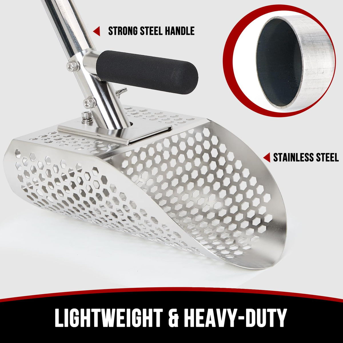Sand Scoop for Metal Detecting, Stainless Steel Detector Scoop, Metal Detecting Shovel with Long Steel Handle, Metal Detecting Accessories , Metal