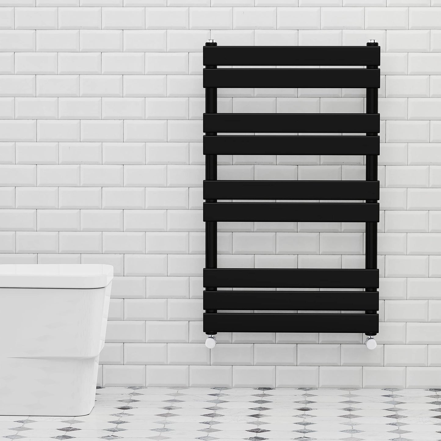 Warmehaus Black 1000x600mm Flat Panel Heated Towel Rail 68mm