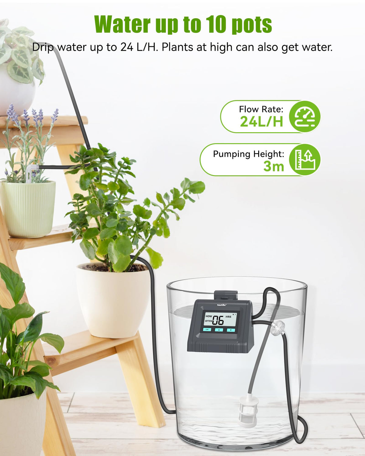 RAINPOINT Automatic Watering System, Water Volume Adjustable, Indoor Self Watering System for Potted Plants, DIY Drip Irrigation Kit for Garden