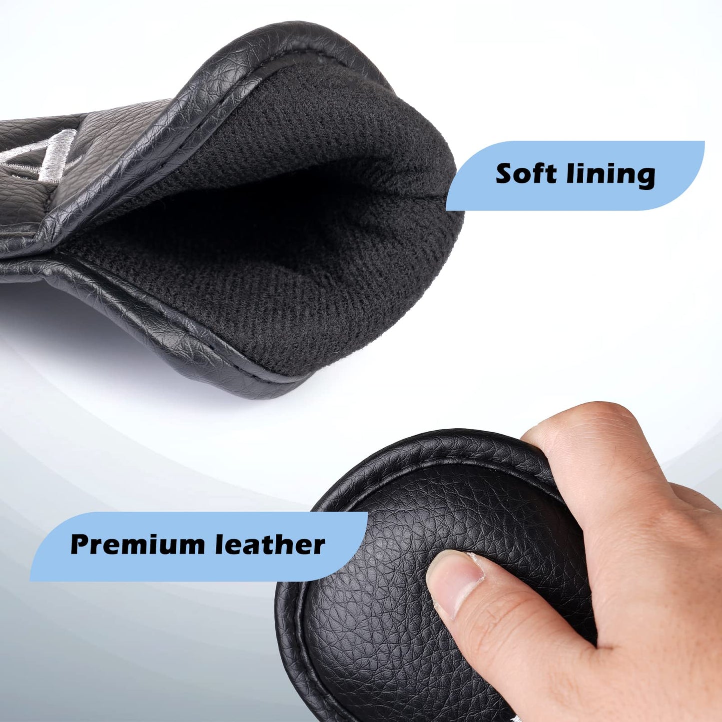 CRAFTSMAN GOLF Black Leather Iron Headcover Set 10pcs with No. on Both Sides Magnetic Closure?