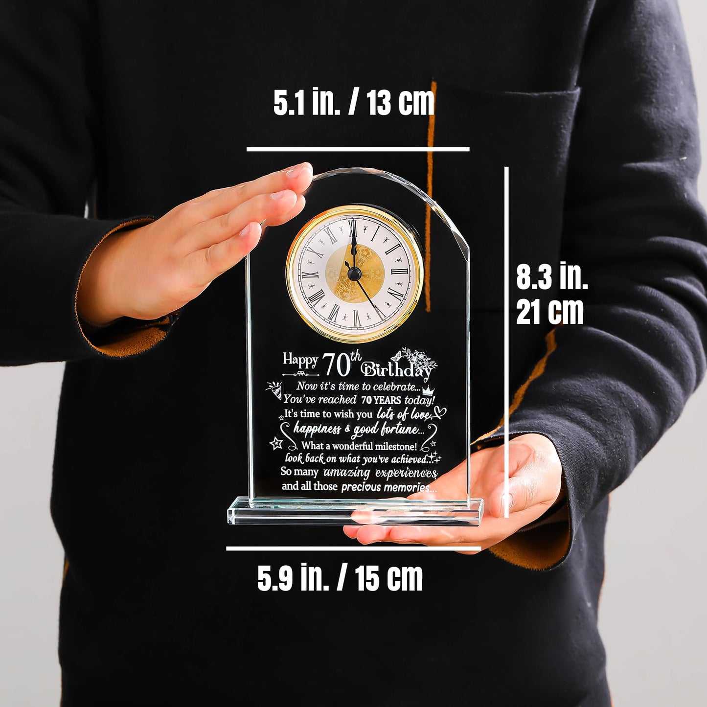 Ornalrist 70th Birthday Quartz Clock Gifts for Women Men, Happy 70th Birthday Presents Blessing for Friends Mum Her Turning 70 Years Old