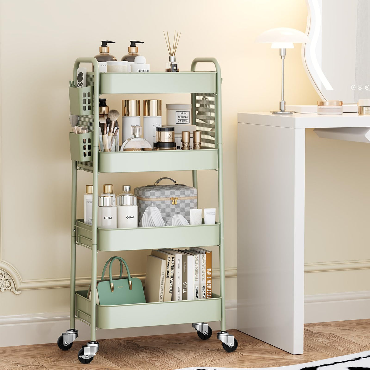 Urackify 4 Tier Storage Trolley on Wheels, Green
