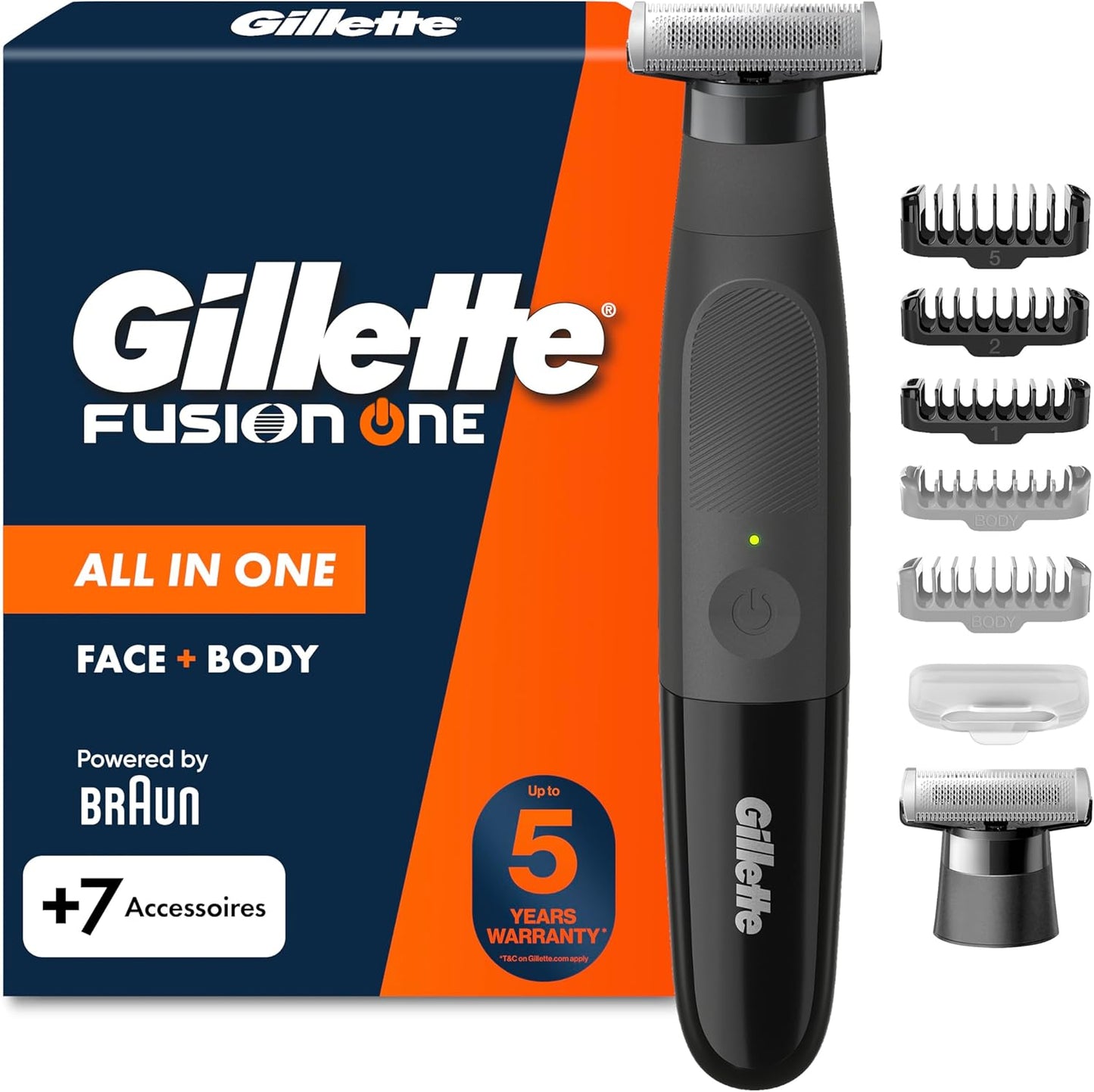 Gillette Fusion One Electric Trimmer with One Blade, New but been out of box/ open, scruffy box