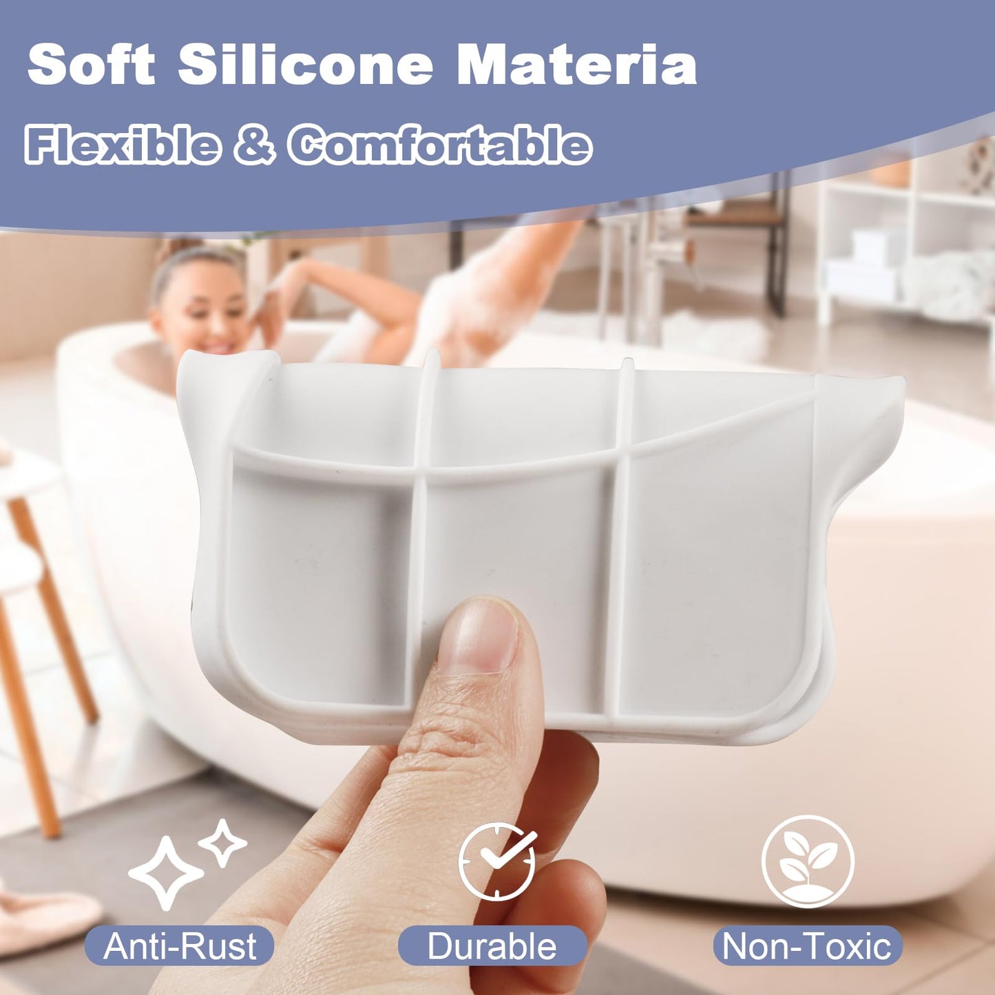 WENXINWIN 2Pcs Silicone Soap Dish, Soap Dish with Drainage,White