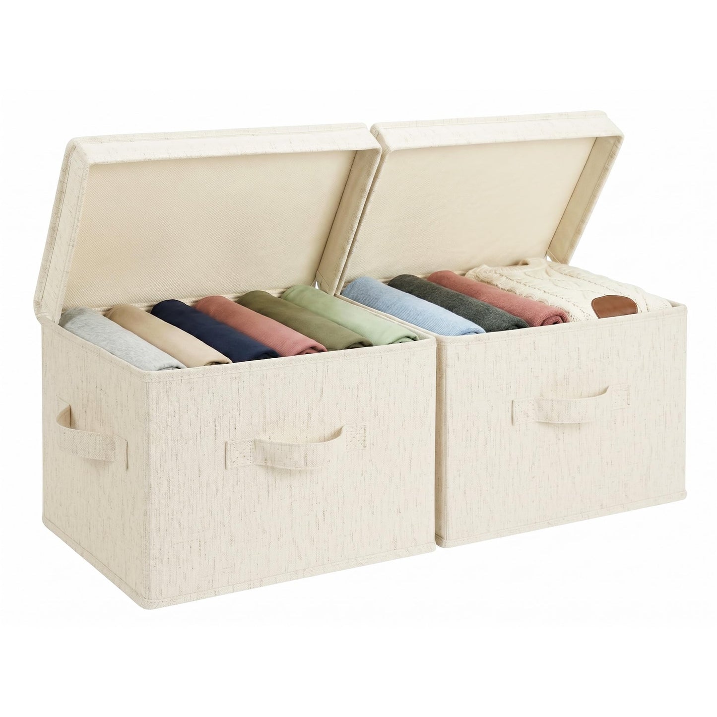 StorageWorks Storage Boxes for Shelves, Fabric Storage Boxes with Lids, Bedroom Storage Baskets with Handles