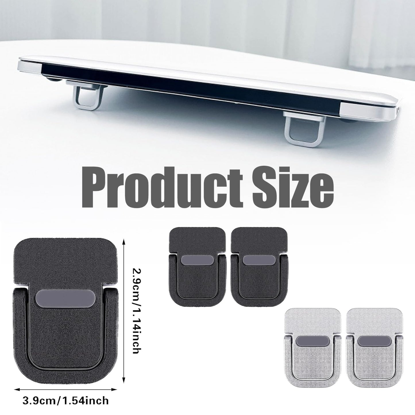 GIEEU 4 PCS Portable Keyboard Riser,Self-Adhesive Laptop Riser Stand,Mini Invisible Laptop Stand,Computer MacBook Zinc Alloy Stand for Desk