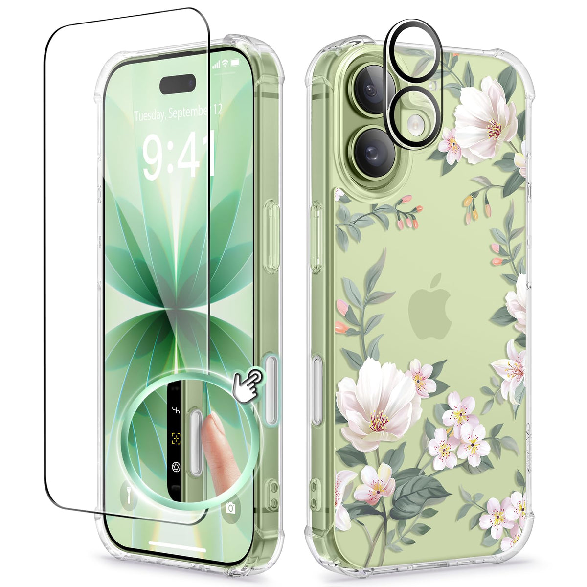 GVIEWIN Compatible with iPhone 17 Case 6.3" 2025, with Screen Protector & Camera Lens Protector, Shockproof Military Grade Drop Protective Clear