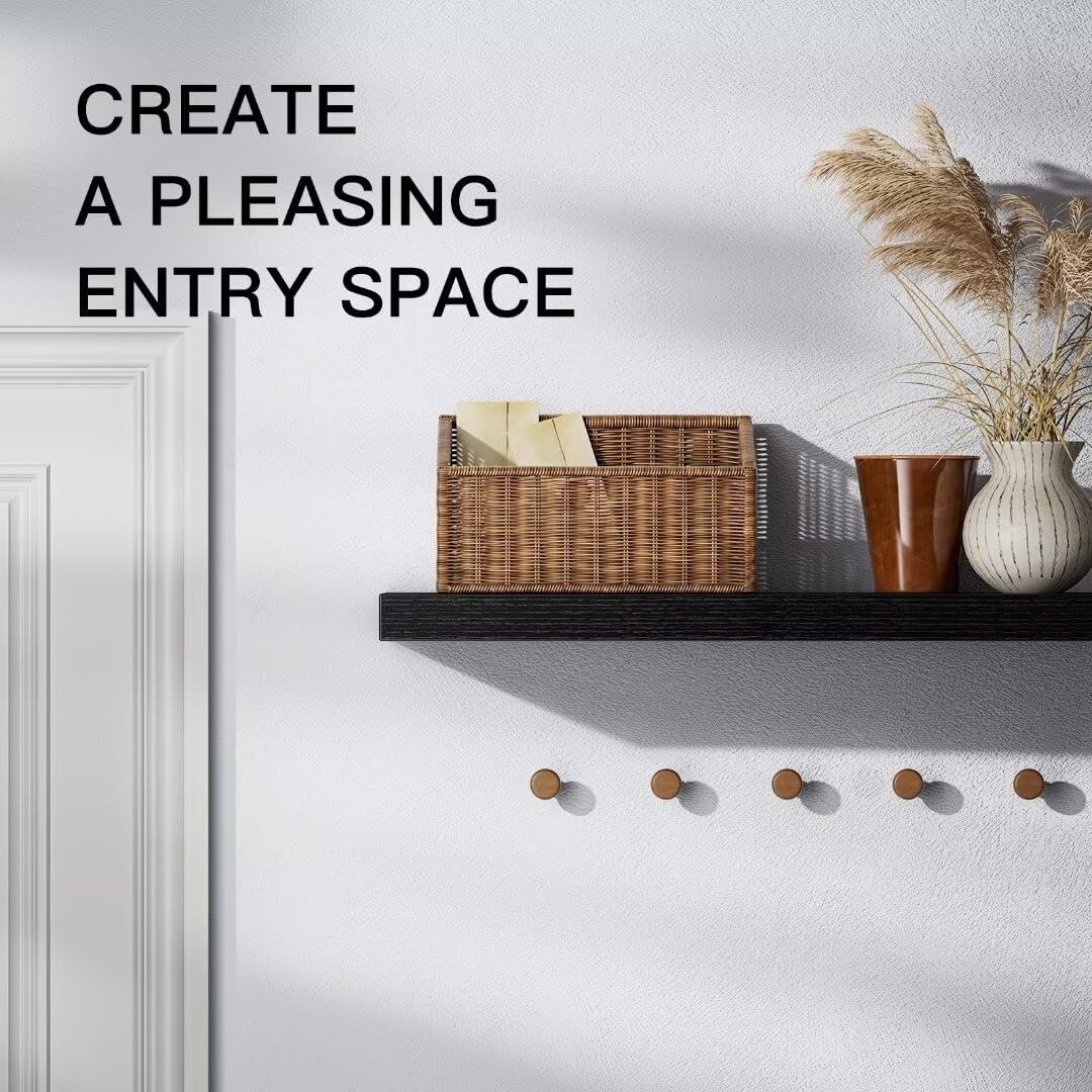 STOREMIC Floating Shelves Black Shelves 60cm, Set of 2 Shelves Easy to Install, Modern Decorative Wall Shelves with Large Storage for Bedroom,