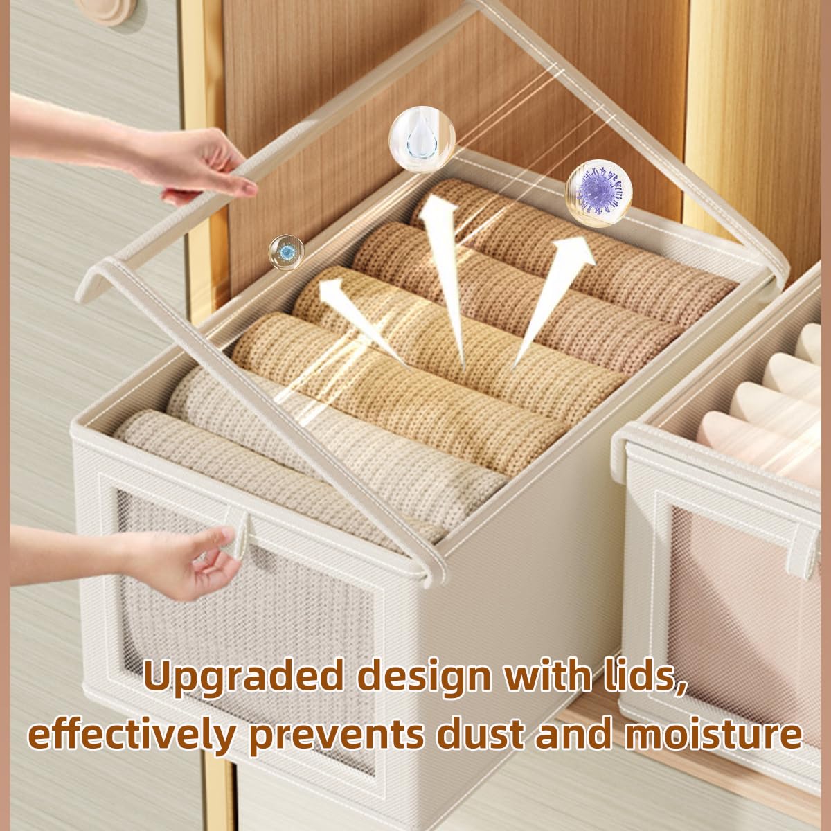 Tosoda Wardrobe Storage Organiser Boxes with Lids for Clothes Trousers