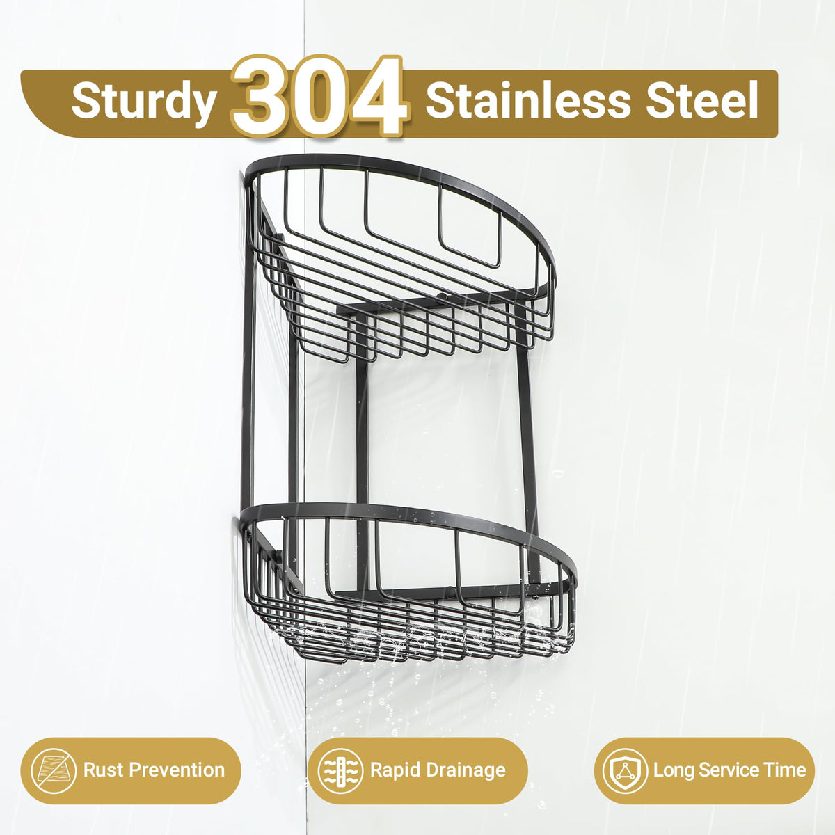 SAYAYO Corner Shower Caddy Bathroom Shower Basket SUS304 Stainless Steel