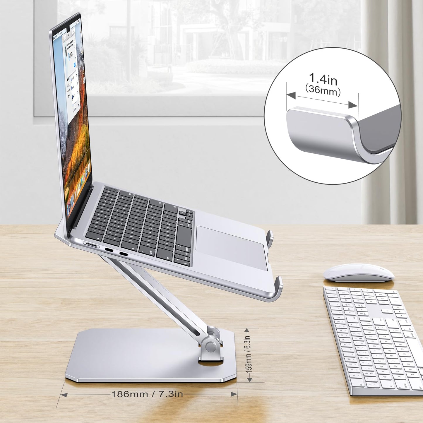 OMOTON Aluminum Laptop Stand for Desk, Laptop Riser with Adjustable Height