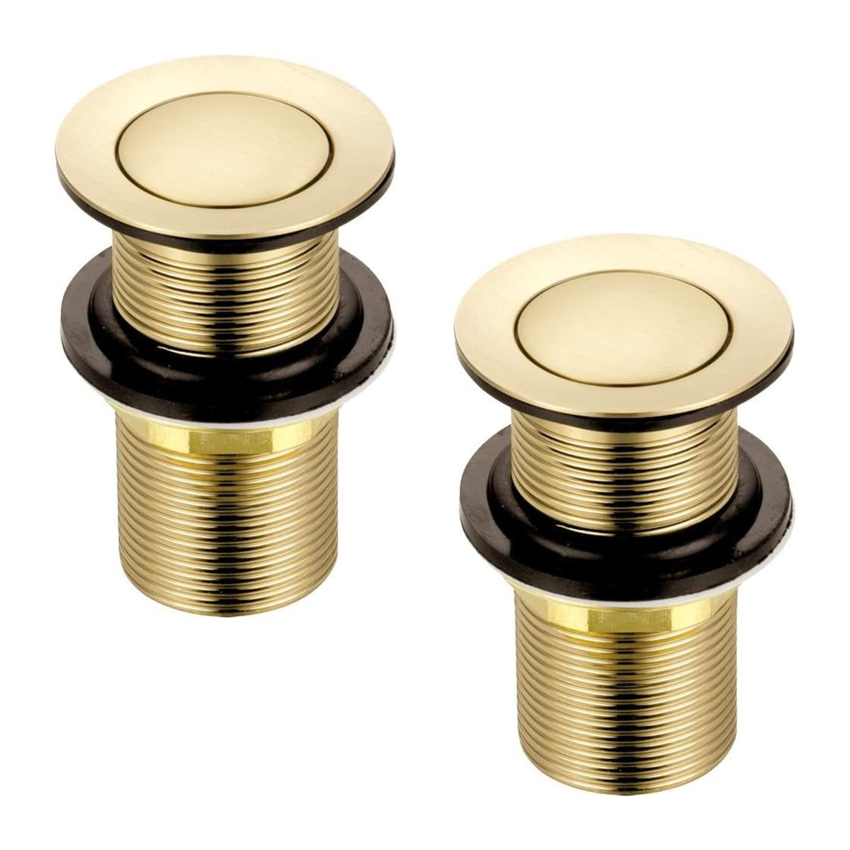 Xcel Home 2x Brushed Gold Unslotted Basin Waste | Click Clack Replacement Pop Up Brass Polished Bathroom Sink Plug