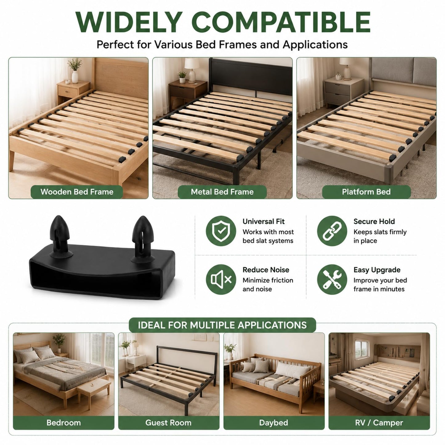 Lafefe 12 Pcs Single Bed Slat Holders for 55mm Slats, Replacement End Bed Slat Caps
