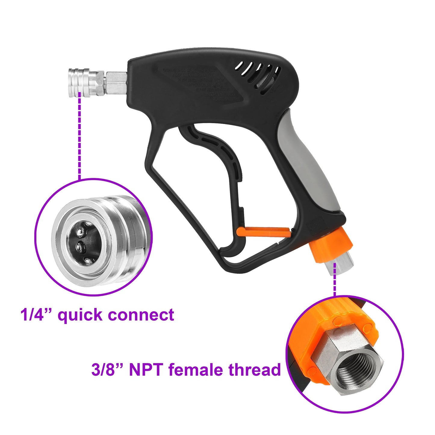 PWACCS Pressure Washer Gun with Swivel, Short Power Washer Gun with 3/8? Quick Connector, M22 14mm /15mm Fitting, 5 Pressure Washer Nozzle Tips with