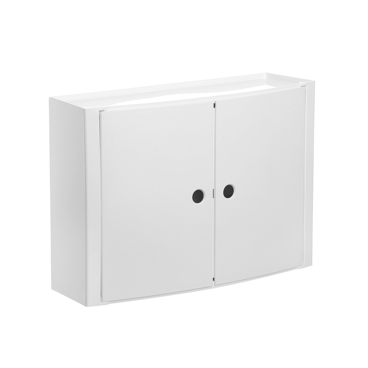 TATAY Horizontal plastic cabinet, white colour, 2 doors without knobs, and removable inner shelf.