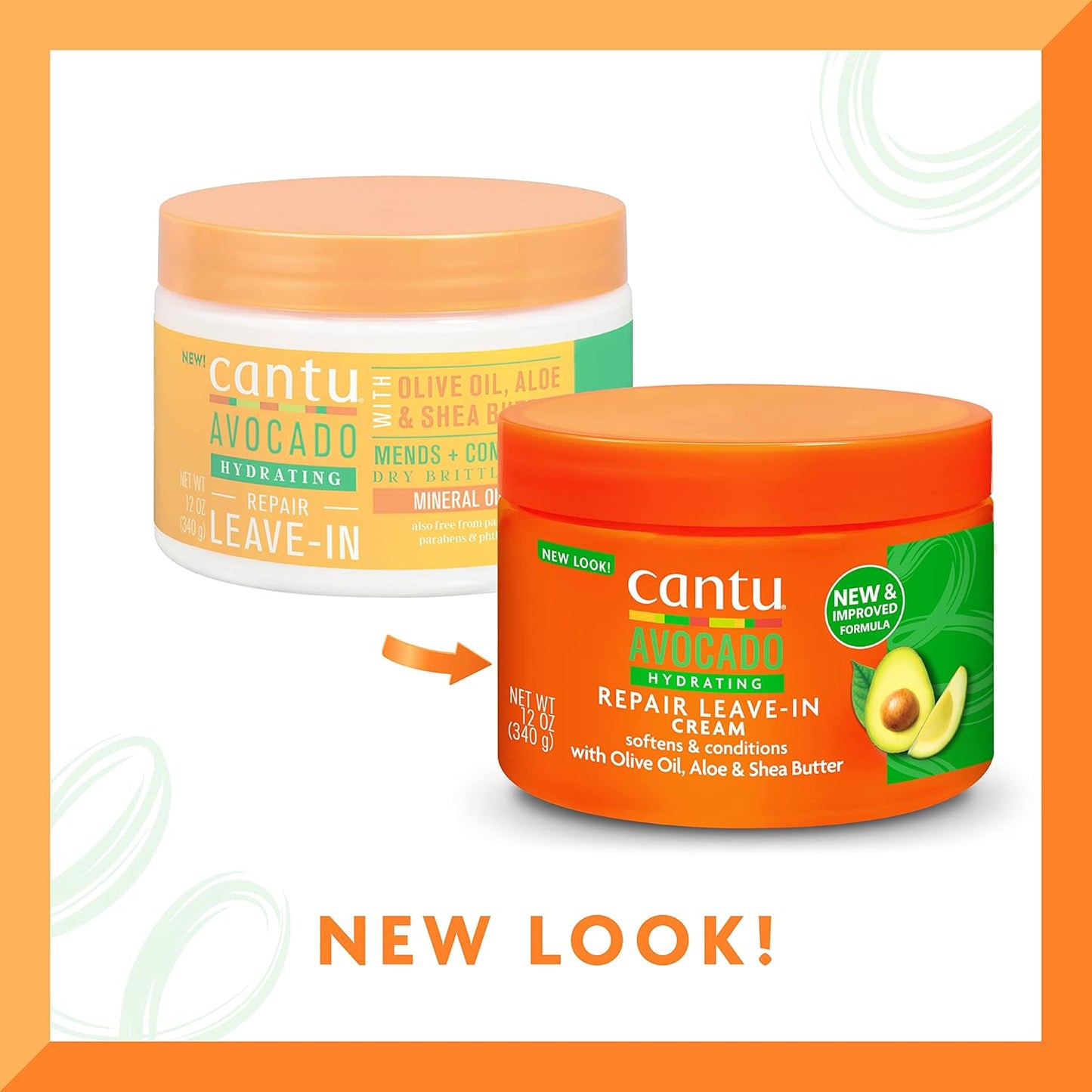 Cantu Avocado Leave-In Cream 12 oz / 340 gm - For Damaged, Dry & Curly Hair