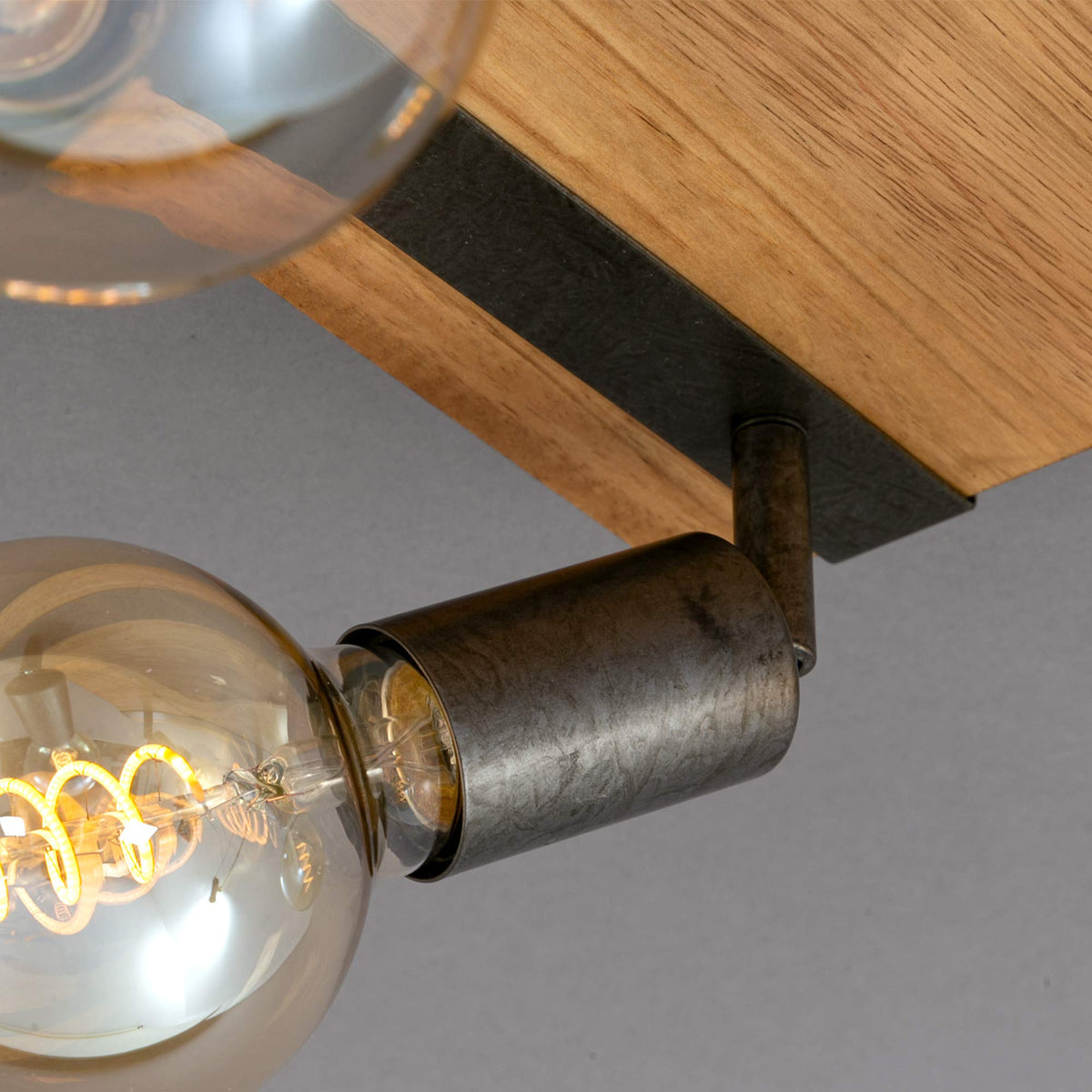 BRILONER - Vintage Ceiling Light Rotatable, 4X E27 Socket, max. 25W, Retro, Wooden Base, spot Lights Ceiling, 4 spot Lights, Ceiling Lights Living