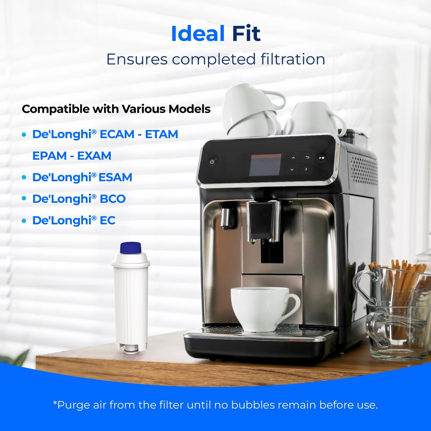 Waterdrop Coffee Filter, Replacement for De'Longhi Water Filter DLSC002, ECAM, Eletta, Dinamica, Magnifica, ETAM Autentica and Different Model of
