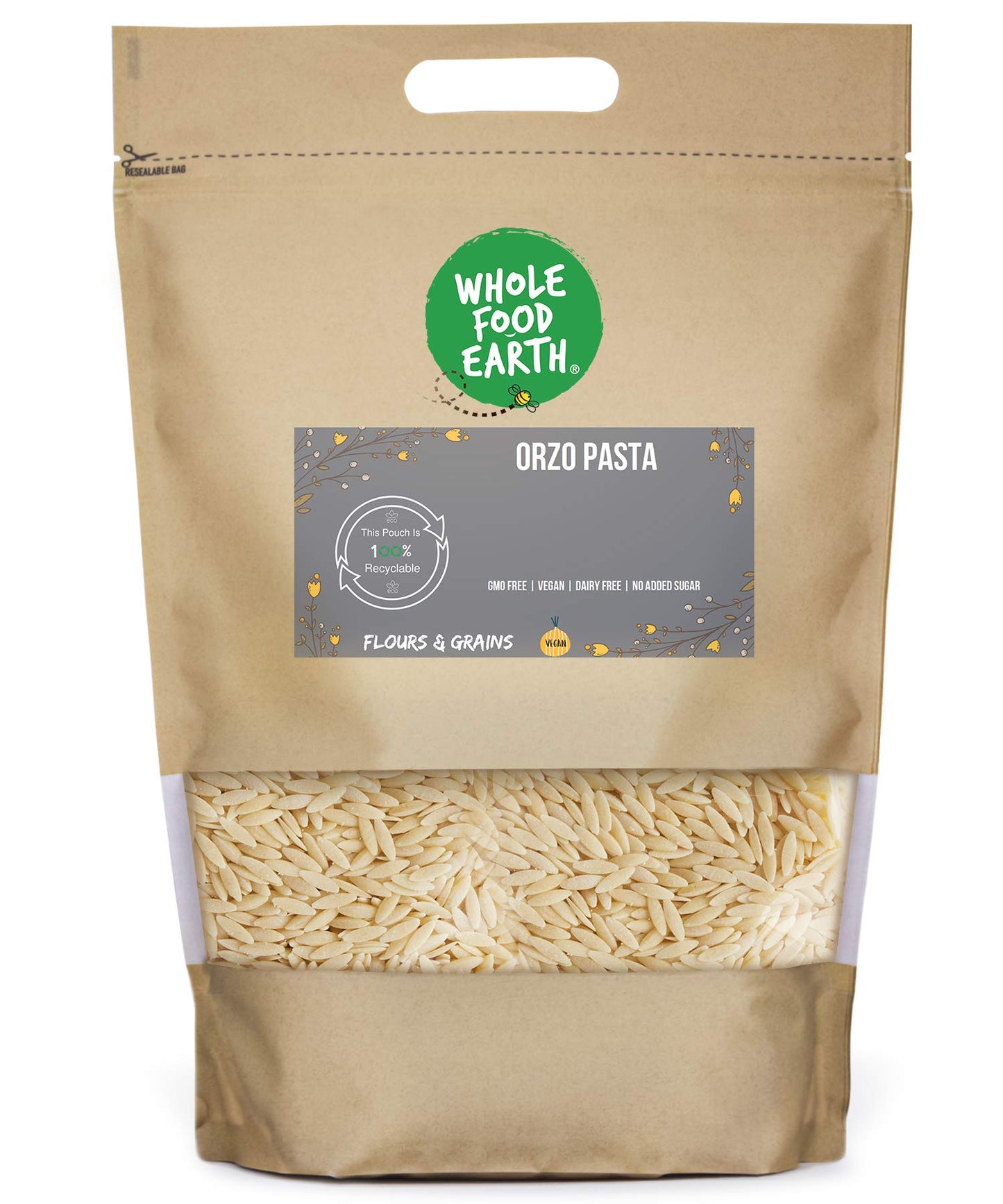 Wholefood Earth Orzo Pasta 2 kg | GMO Free