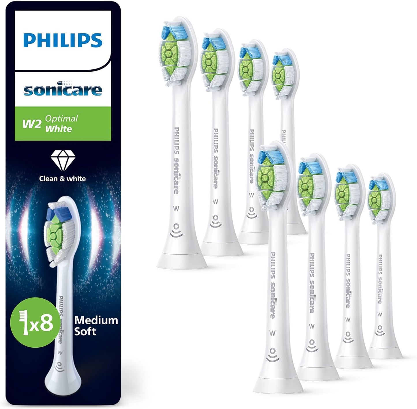 Philips Sonicare W2 Optimal White Replacement Toothbrush Heads, 8 Pack, New but scruffy box