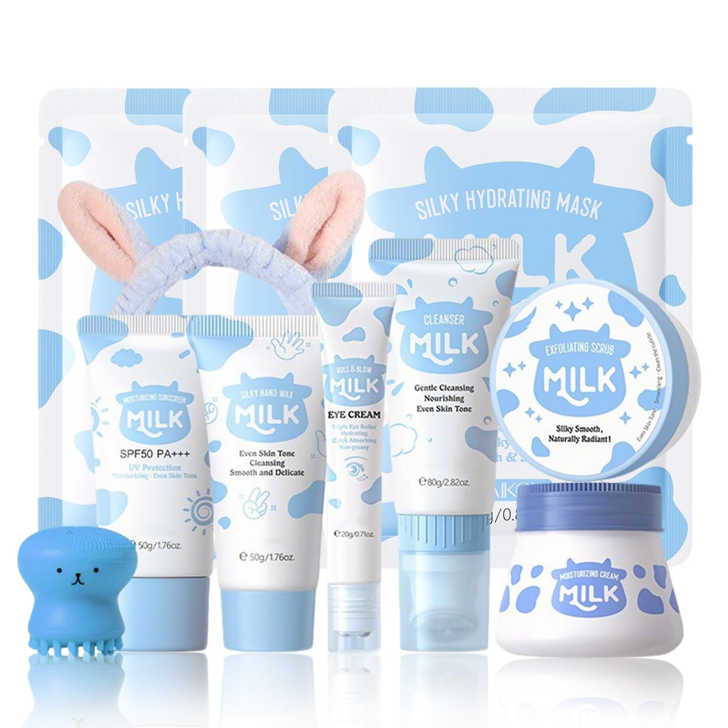 Milk Skin Care Sets & Kits, Milk Skincare Set, Christmas Gifts For Teenage Girls, Girls Pamper Set - Cleanser,Cream, Eye Cream, Scrub,Sunscreen,Face