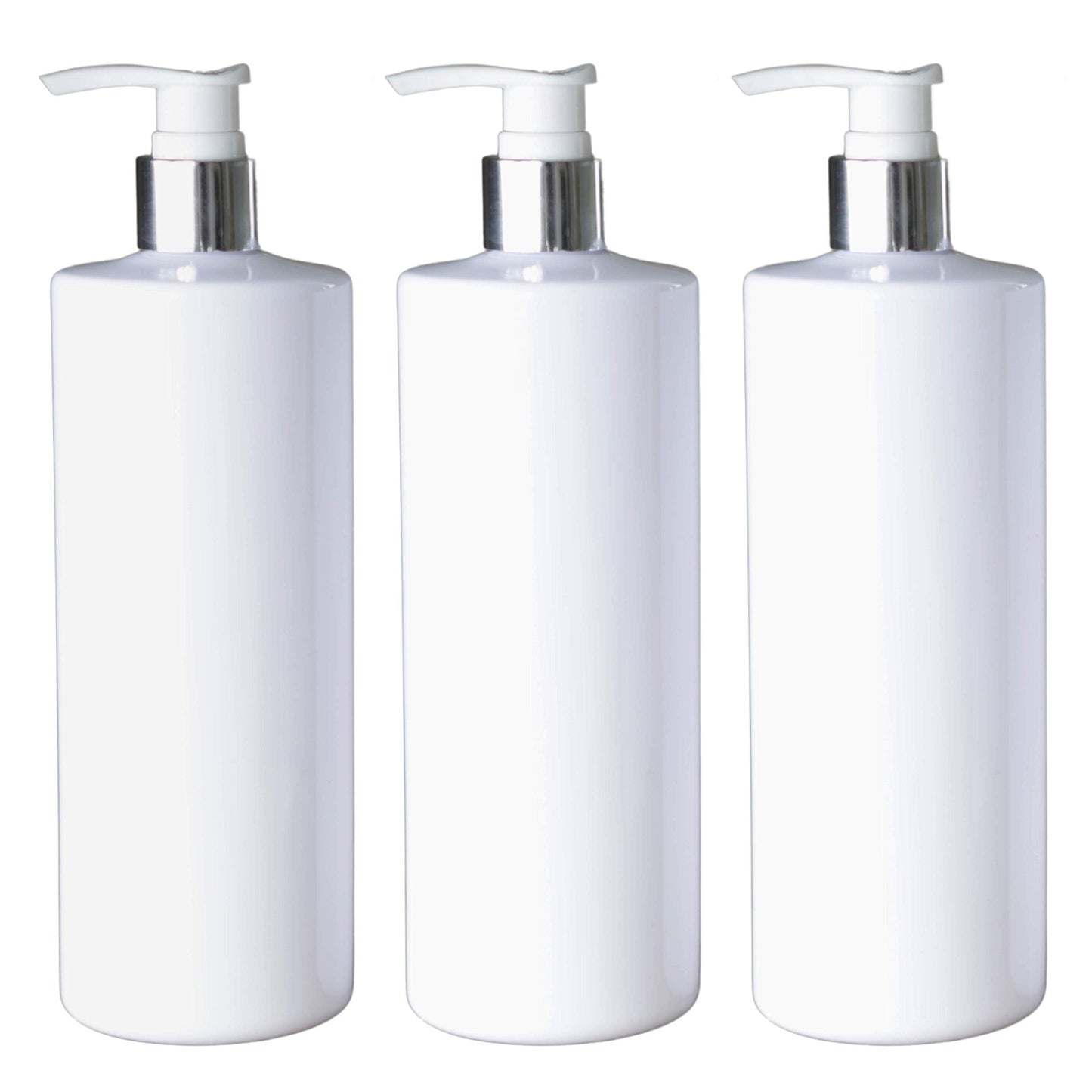 Taylor & Smyth 3 x 500ML PET PUMP DISPENSER BOTTLE MRS HINCH STYLE BATHROOM KITCHEN SHAMPOO CONDITIONER CONDITIONER WHITE CHROME