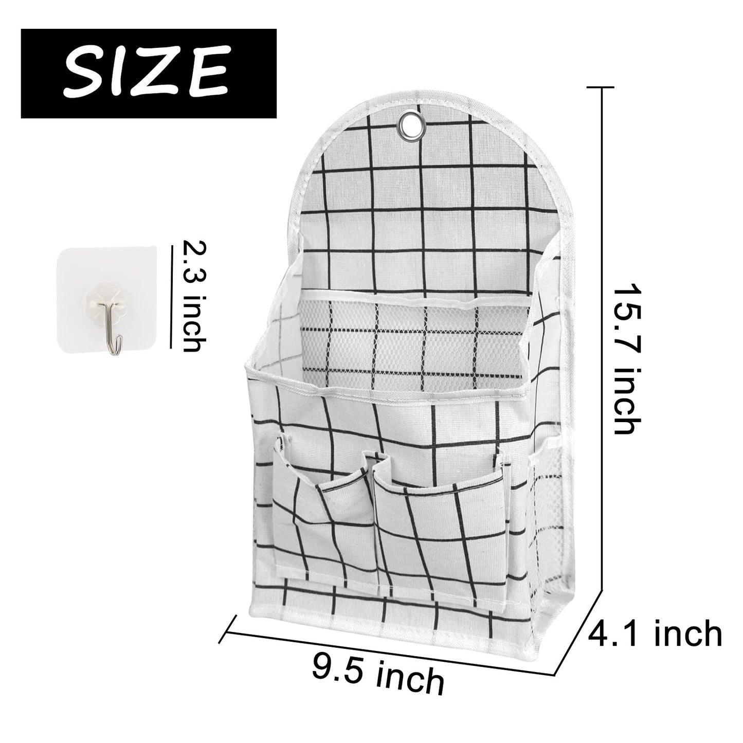 FuninCrea Wall Hanging Storage Bag, 3-Layer Hanging Pocket with Non-marking hook Waterproof Door Closet Organizer for Bedroom, Bathroom, Kitchen