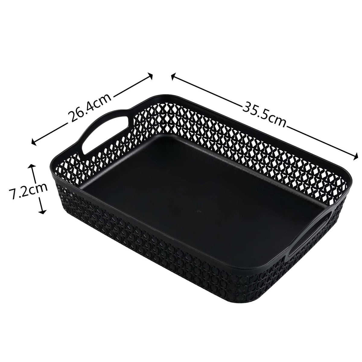 Dehouse 6-Pack Large Plastic Shallow Storage Basket Tray, Black StorageTrays for Shelves