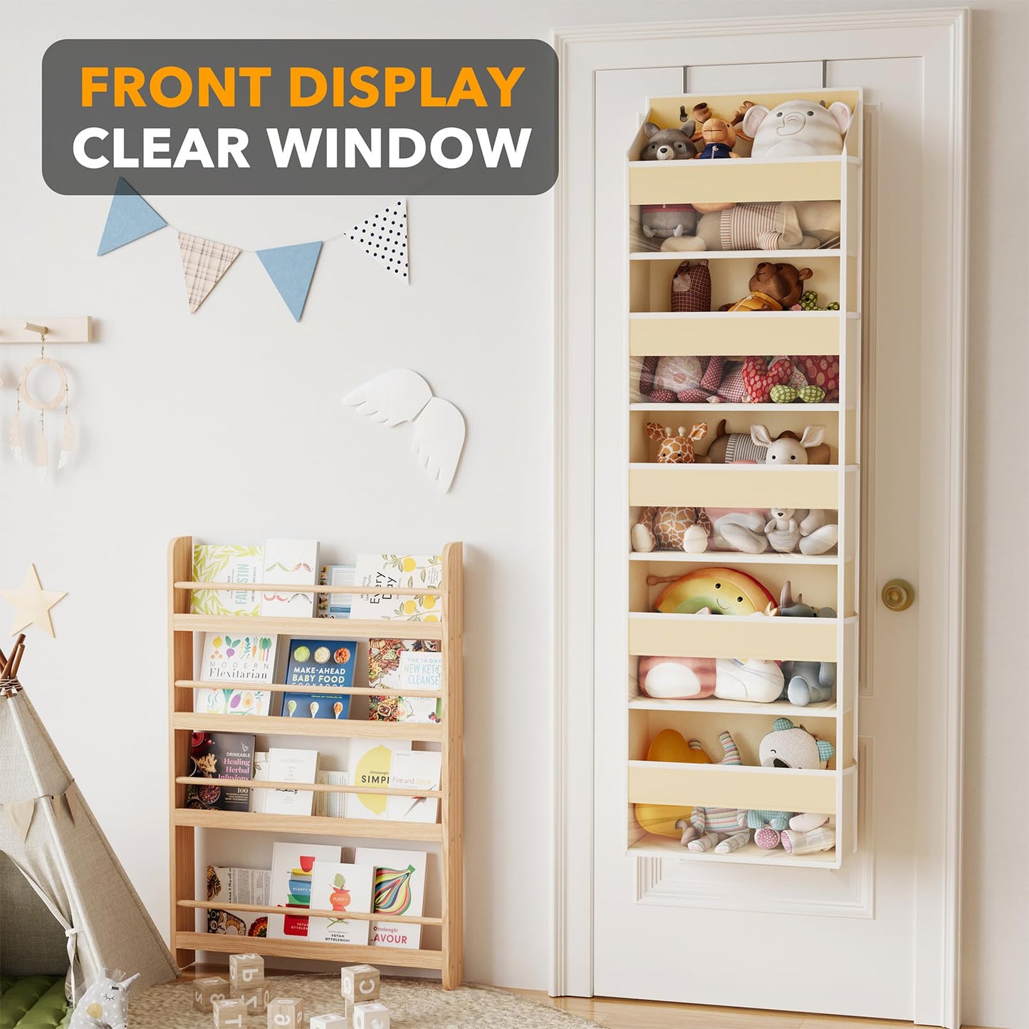 SpaceAid 1 Pack Over The Door Organizer with 5 Large Pockets and 10 Mesh Side Pockets, 5 Layers Door Organizer Hanging with Clear Window for Bedroom