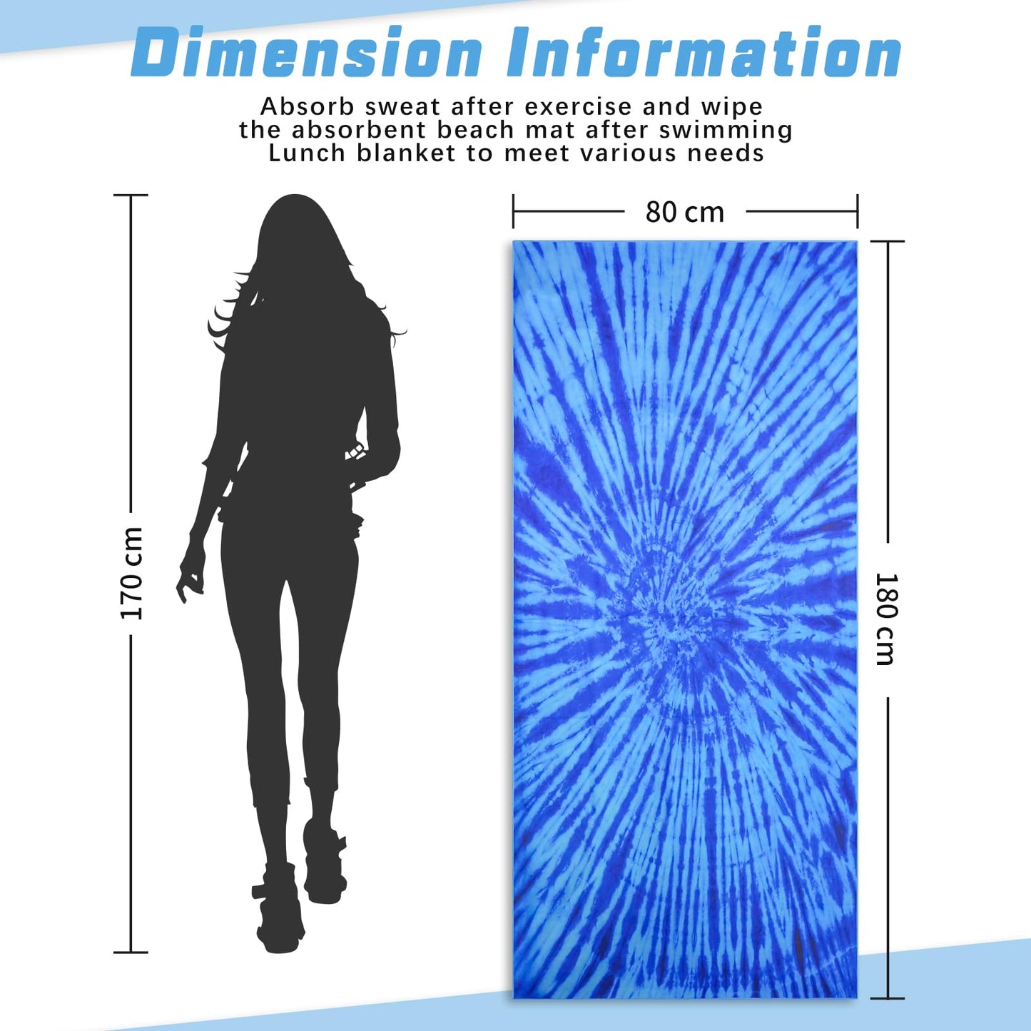 TMEOG Microfibre Beach Towels 180x80cm Extra Large Sand Free Beach Towel for Adults Compact Thin Travel Towel Women Men Lightweight Swim Pool Yoga