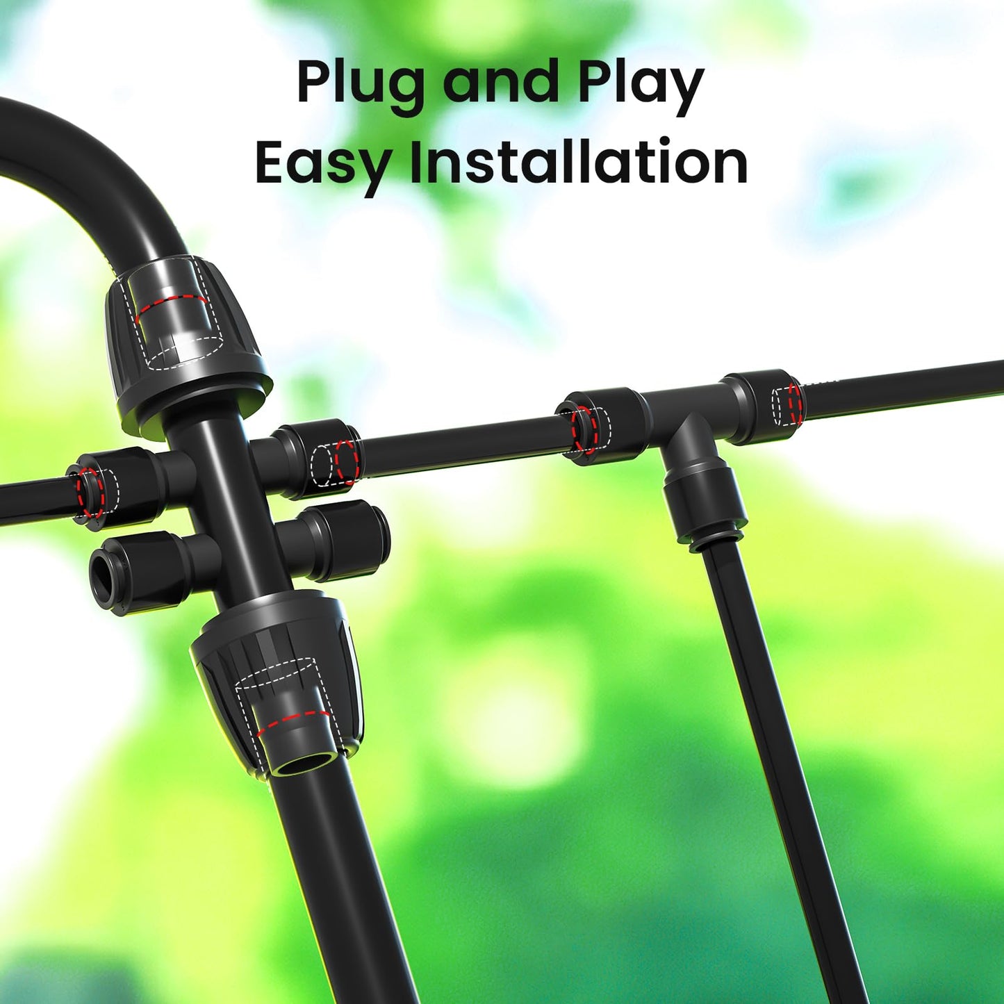 MIXC 230FT Quick-Connect Drip Irrigation System Kit, Automatic Garden Watering System with 1/4" & 1/2" Fast-Lock Tubing - Adjustable Nozzles &