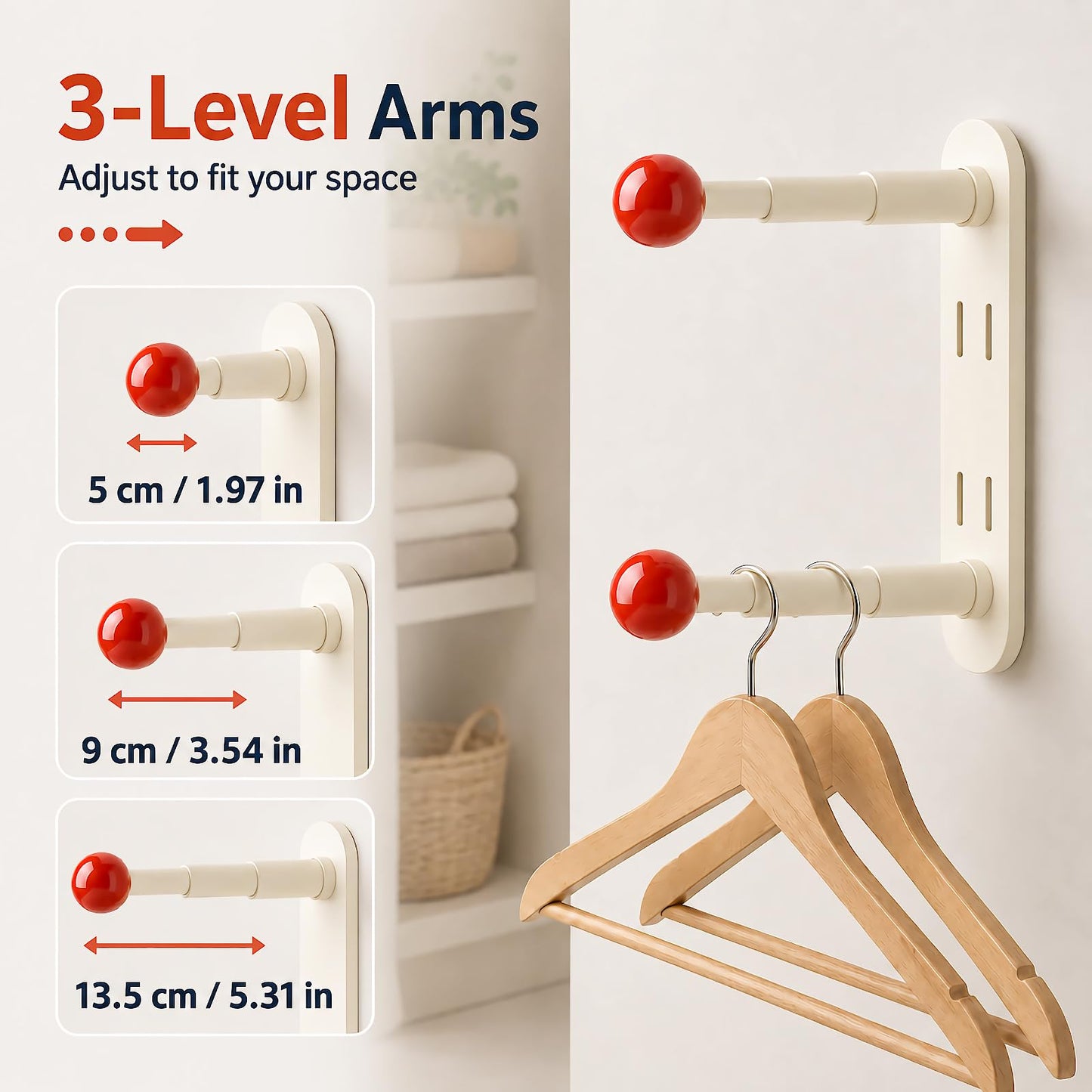 Ecloom 2 Pack Retractable Hanger Storage Self-Adhesive Wall Mount