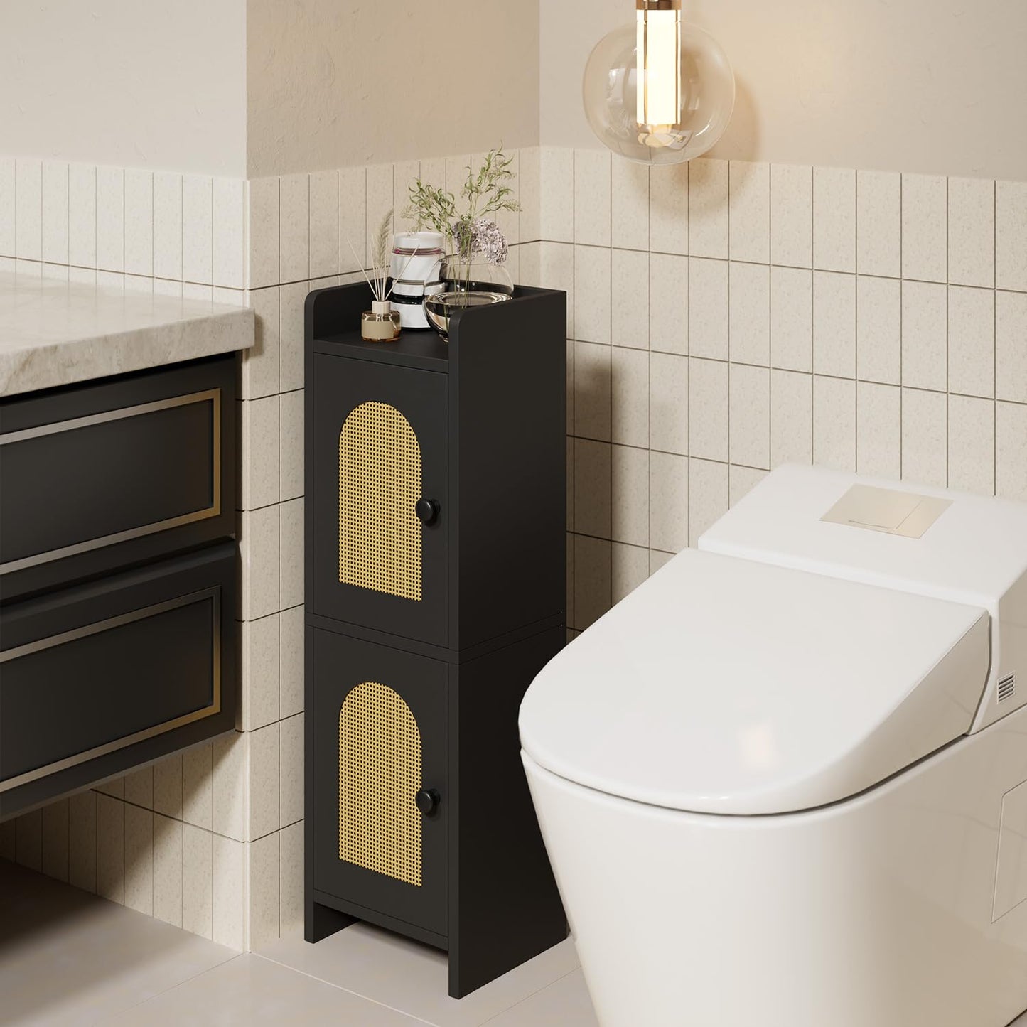 IBUYKE Small Bathroom Storage Cabinet Toilet Paper Storage Holder WBS001B