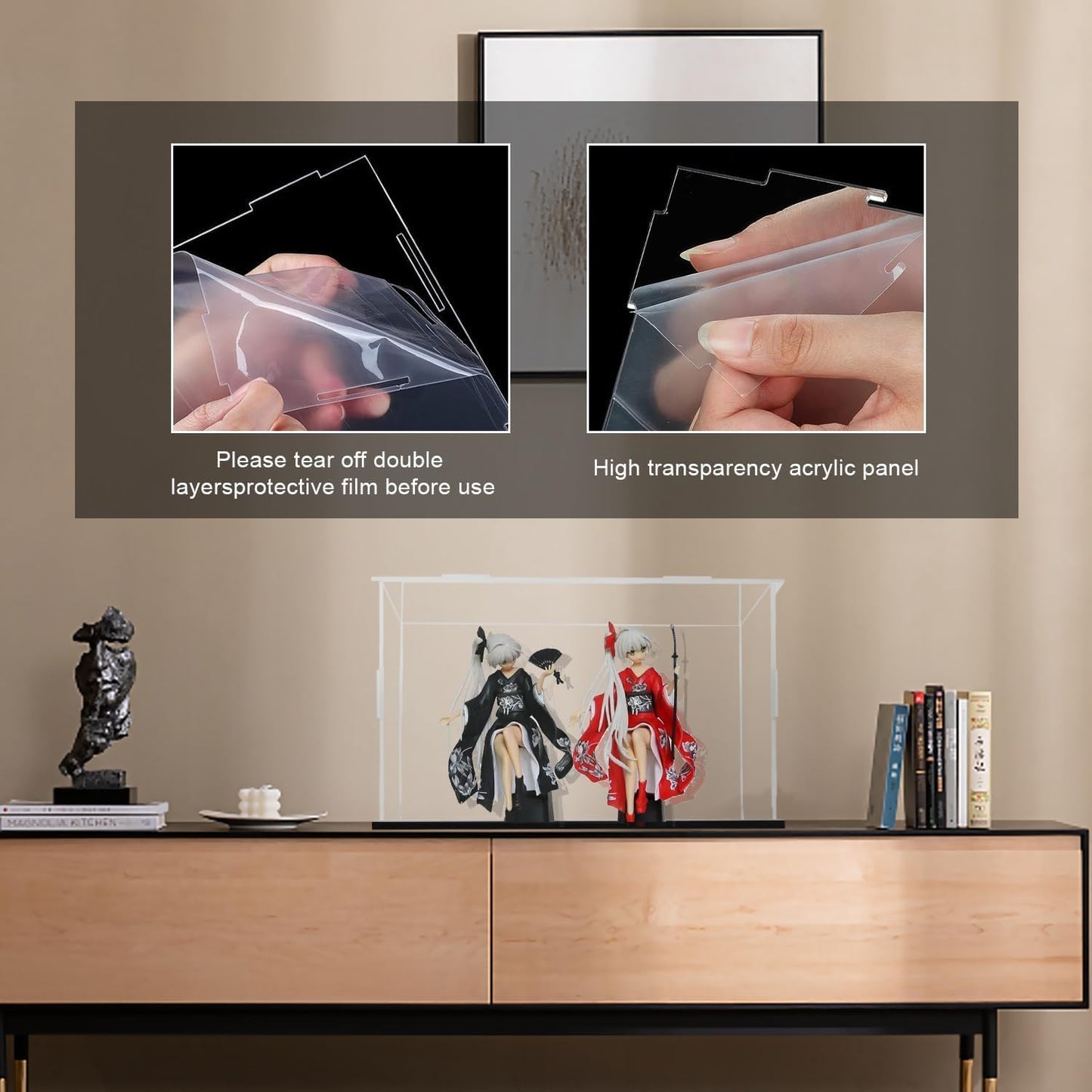 Acrylic Display Case, 35 x 25 x 15 cm Clear Collectibles Display Box Display Stand Storage Protective Box for Minifigure, Toys, Crafts, Memorabilia