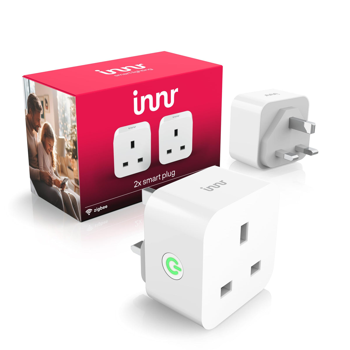 Innr Zigbee Smart Plug, Works with Hue* and Alexa, Works as Zigbee Repeater, Power Monitoring, Smart Socket, 2-Pack