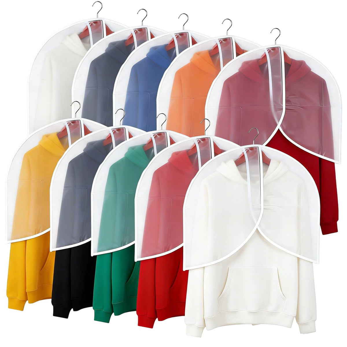 LNSYSNS 10 Pcs Clothes Covers Protector Bags 60 × 28 cm, Waterproof
