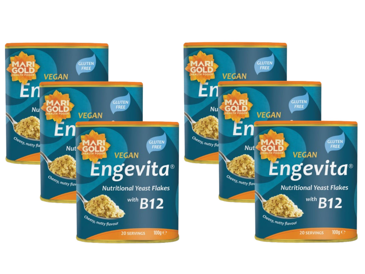 Marigold Vegan Engevita Nutritional Yeast Flakes with Vitamin B12 (Pack of 6)