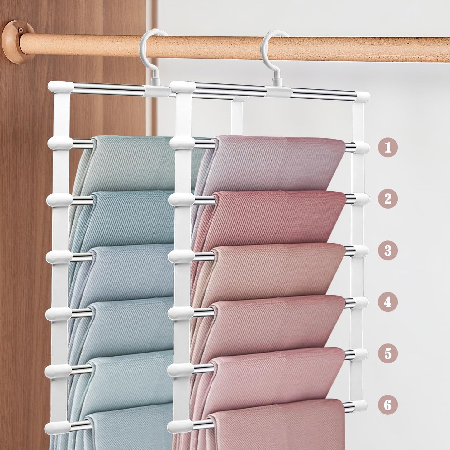 Yilnlg 2 Pack Trouser Hangers, 360°Rotatable Space Saving Metal Hanger