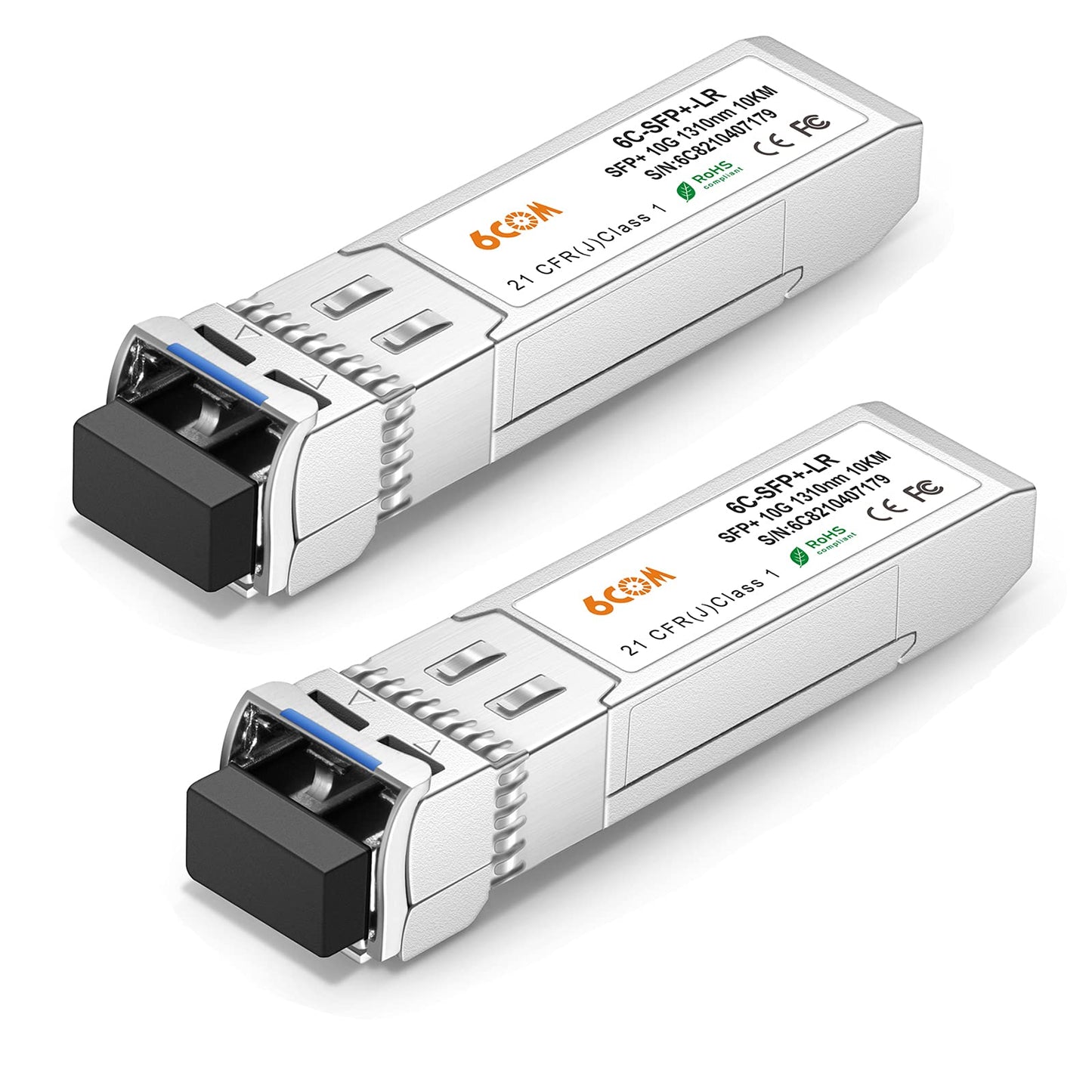 6COMGIGA 10GBase-LR SFP+ Transceiver, 10G LC Single Mode Module DDM, 1310nm, 10km for Cisco SFP-10G-LR, Meraki MA-SFP-10GB-LR, Ubiquiti UF-SM-10G,