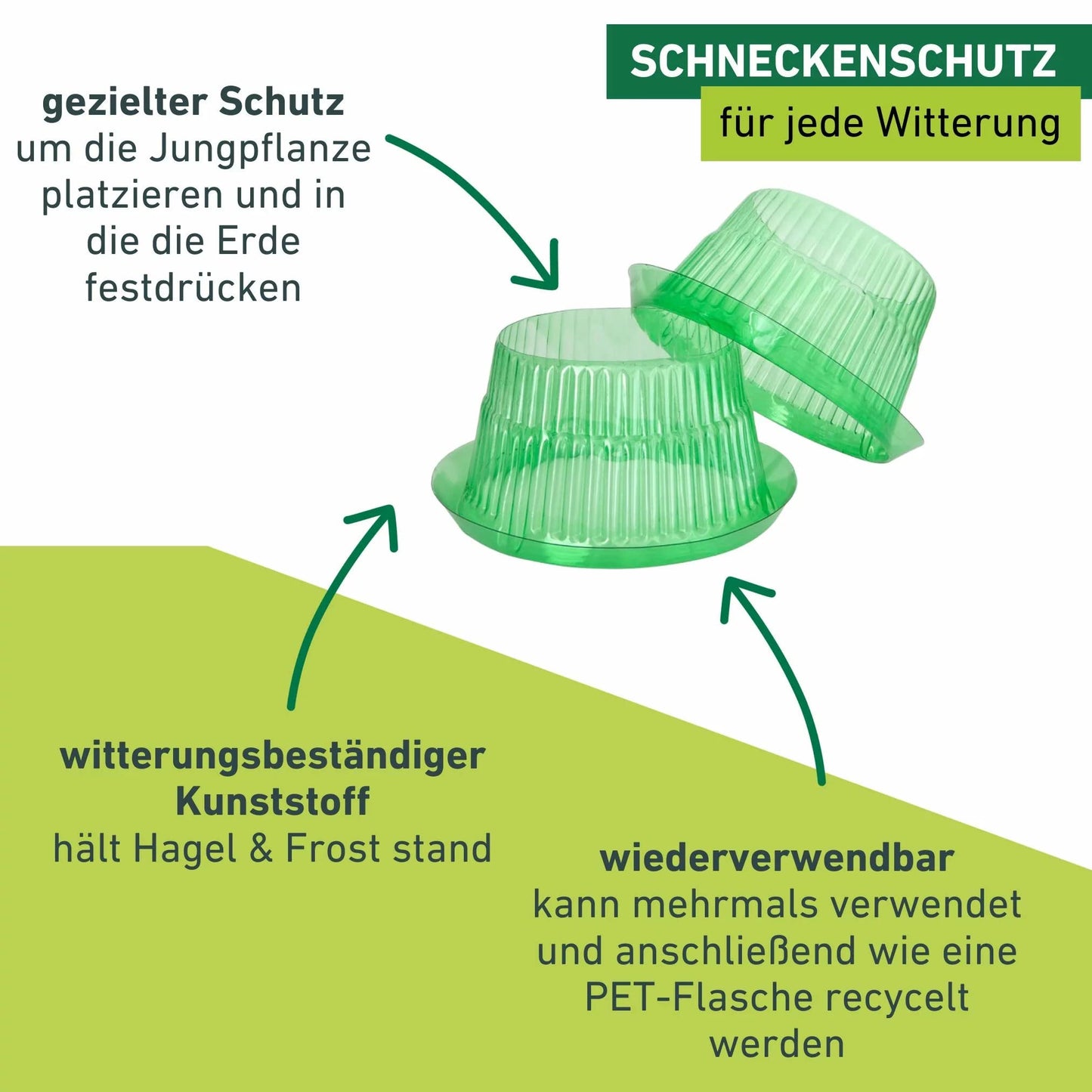 Windhager snail protection ring, snail defence, pack of 6, diameter 23 cm, green, to ward off snails, protects plants from animal bites.
