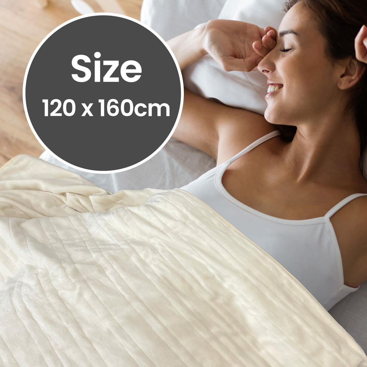 Schallen 120x160cm Soft Heated Warm Throw Over Blanket with Timer and 10 Heat Settings (cream)