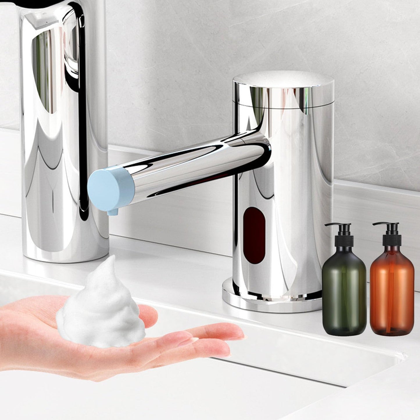 2 Package Shampoo Bottles With Pump, 500ml Brown Plastic shampoo bottles with pump